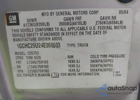 2004 Chevrolet Silverado 2500Hd Lt from USA, damaged, VIN 1GCHC29U24E360603